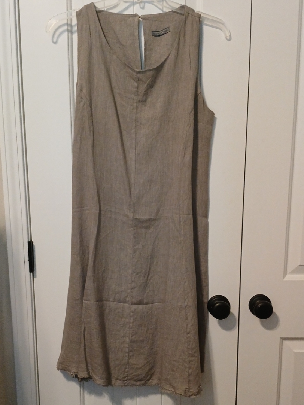 PIAZZA Del Tempio Sleeveless Linen Shift Dress in Taupe Sz L